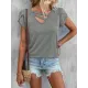 Solid Color Loose Short Sleeves V-neck T-Shirts Tops Solid Color Loose Short Sleeves V-neck T-Shirts Tops