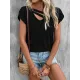 Solid Color Loose Short Sleeves V-neck T-Shirts Tops Solid Color Loose Short Sleeves V-neck T-Shirts Tops