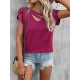 Solid Color Loose Short Sleeves V-neck T-Shirts Tops Solid Color Loose Short Sleeves V-neck T-Shirts Tops