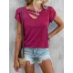 Solid Color Loose Short Sleeves V-neck T-Shirts Tops Solid Color Loose Short Sleeves V-neck T-Shirts Tops