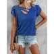 Solid Color Loose Short Sleeves V-neck T-Shirts Tops Solid Color Loose Short Sleeves V-neck T-Shirts Tops