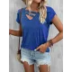 Solid Color Loose Short Sleeves V-neck T-Shirts Tops Solid Color Loose Short Sleeves V-neck T-Shirts Tops