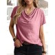 Solid Color Loose Short Sleeves U-Neck T-Shirts Tops Solid Color Loose Short Sleeves U-Neck T-Shirts Tops