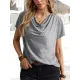 Solid Color Loose Short Sleeves U-Neck T-Shirts Tops Solid Color Loose Short Sleeves U-Neck T-Shirts Tops