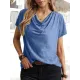 Solid Color Loose Short Sleeves U-Neck T-Shirts Tops Solid Color Loose Short Sleeves U-Neck T-Shirts Tops