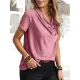 Solid Color Loose Short Sleeves U-Neck T-Shirts Tops Solid Color Loose Short Sleeves U-Neck T-Shirts Tops