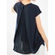 Back Pleated Solid Color Loose Short Sleeves Round-Neck T-Shirts Tops Back Pleated Solid Color Loose Short Sleeves Round-Neck T-Shirts Tops