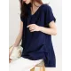 Back Pleated Solid Color Loose Short Sleeves Round-Neck T-Shirts Tops Back Pleated Solid Color Loose Short Sleeves Round-Neck T-Shirts Tops