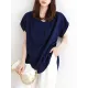 Back Pleated Solid Color Loose Short Sleeves Round-Neck T-Shirts Tops Back Pleated Solid Color Loose Short Sleeves Round-Neck T-Shirts Tops