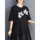 Contrast Color Half Sleeves Irregularity Round-Neck T-Shirts Tops Contrast Color Half Sleeves Irregularity Round-Neck T-Shirts Tops