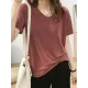 Solid Color Loose Short Sleeves U-Neck T-Shirts Tops Solid Color Loose Short Sleeves U-Neck T-Shirts Tops