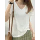 Solid Color Loose Short Sleeves U-Neck T-Shirts Tops Solid Color Loose Short Sleeves U-Neck T-Shirts Tops