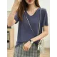 Solid Color Loose Short Sleeves U-Neck T-Shirts Tops Solid Color Loose Short Sleeves U-Neck T-Shirts Tops