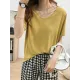 Solid Color Loose Short Sleeves U-Neck T-Shirts Tops Solid Color Loose Short Sleeves U-Neck T-Shirts Tops