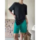 Asymmetric See-Through Solid Color Split-Front Half Sleeves Loose Round-Neck T-Shirts Asymmetric See-Through Solid Color Split-Front Half Sleeves Loose Round-Neck T-Shirts