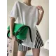 Asymmetric See-Through Solid Color Split-Front Half Sleeves Loose Round-Neck T-Shirts Asymmetric See-Through Solid Color Split-Front Half Sleeves Loose Round-Neck T-Shirts