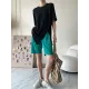 Asymmetric See-Through Solid Color Split-Front Half Sleeves Loose Round-Neck T-Shirts Asymmetric See-Through Solid Color Split-Front Half Sleeves Loose Round-Neck T-Shirts