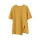 Asymmetric See-Through Solid Color Split-Front Half Sleeves Loose Round-Neck T-Shirts Asymmetric See-Through Solid Color Split-Front Half Sleeves Loose Round-Neck T-Shirts