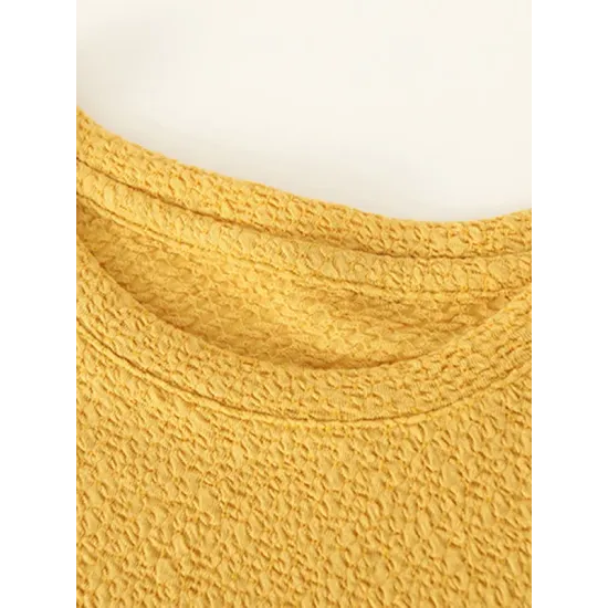 Asymmetric See-Through Solid Color Split-Front Half Sleeves Loose Round-Neck T-Shirts Asymmetric See-Through Solid Color Split-Front Half Sleeves Loose Round-Neck T-Shirts