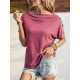 Solid Color Short Sleeves Boat Neck T-Shirts Tops Solid Color Short Sleeves Boat Neck T-Shirts Tops
