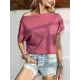 Solid Color Short Sleeves Boat Neck T-Shirts Tops Solid Color Short Sleeves Boat Neck T-Shirts Tops