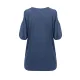 Hollow Solid Color Loose Short Sleeves Cold Shoulder T-Shirts Tops Hollow Solid Color Loose Short Sleeves Cold Shoulder T-Shirts Tops