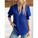 Solid Color Half Sleeves Loose V-Neck T-Shirts Tops Solid Color Half Sleeves Loose V-Neck T-Shirts Tops