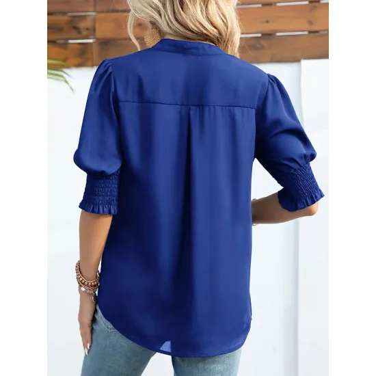 Solid Color Half Sleeves Loose V-Neck T-Shirts Tops Solid Color Half Sleeves Loose V-Neck T-Shirts Tops