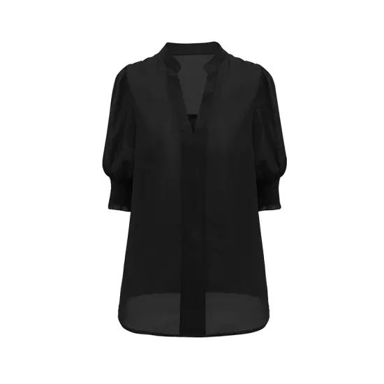 Solid Color Half Sleeves Loose V-Neck T-Shirts Tops Solid Color Half Sleeves Loose V-Neck T-Shirts Tops
