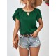 Hollow Solid Color Loose Short Sleeves Round-Neck T-Shirts Tops Hollow Solid Color Loose Short Sleeves Round-Neck T-Shirts Tops