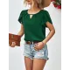 Hollow Solid Color Loose Short Sleeves Round-Neck T-Shirts Tops Hollow Solid Color Loose Short Sleeves Round-Neck T-Shirts Tops