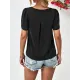 Hollow Solid Color Loose Short Sleeves Round-Neck T-Shirts Tops Hollow Solid Color Loose Short Sleeves Round-Neck T-Shirts Tops
