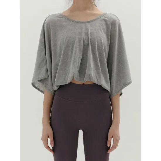 Breathable Solid Color Half Sleeves Loose Round-Neck T-Shirts Tops Breathable Solid Color Half Sleeves Loose Round-Neck T-Shirts Tops