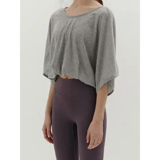 Breathable Solid Color Half Sleeves Loose Round-Neck T-Shirts Tops Breathable Solid Color Half Sleeves Loose Round-Neck T-Shirts Tops