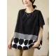 Polka Dot Split-Joint Striped Loose Short Sleeves Round-Neck T-Shirts Tops Polka Dot Split-Joint Striped Loose Short Sleeves Round-Neck T-Shirts Tops