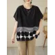 Polka Dot Split-Joint Striped Loose Short Sleeves Round-Neck T-Shirts Tops Polka Dot Split-Joint Striped Loose Short Sleeves Round-Neck T-Shirts Tops
