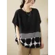 Polka Dot Split-Joint Striped Loose Short Sleeves Round-Neck T-Shirts Tops Polka Dot Split-Joint Striped Loose Short Sleeves Round-Neck T-Shirts Tops