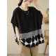 Polka Dot Split-Joint Striped Loose Short Sleeves Round-Neck T-Shirts Tops Polka Dot Split-Joint Striped Loose Short Sleeves Round-Neck T-Shirts Tops