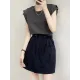 Split-Joint Loose Sleeveless Round-neck T-Shirts Tops Split-Joint Loose Sleeveless Round-neck T-Shirts Tops