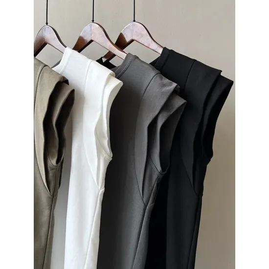 Split-Joint Loose Sleeveless Round-neck T-Shirts Tops Split-Joint Loose Sleeveless Round-neck T-Shirts Tops