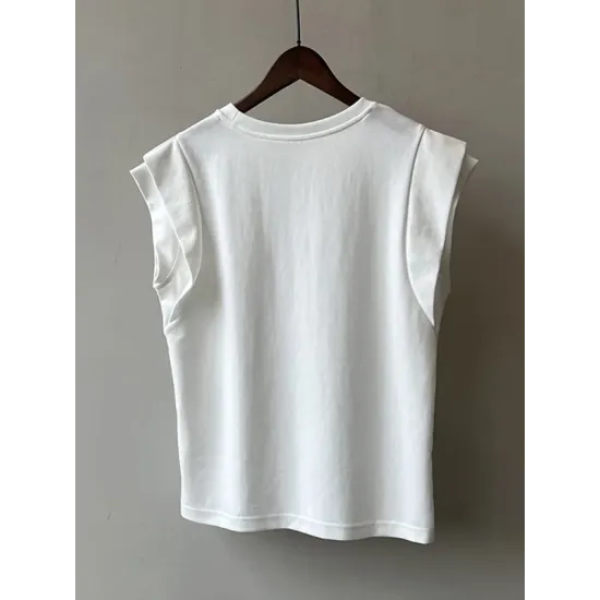 Split-Joint Loose Sleeveless Round-neck T-Shirts Tops Split-Joint Loose Sleeveless Round-neck T-Shirts Tops