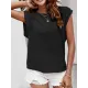 Hollow Lace Split-Joint Batwing Sleeves Loose Round-Neck T-Shirts Tops