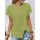 Jacquard Solid Color Split-Front Batwing Sleeves Loose Round-Neck T-Shirts Tops Jacquard Solid Color Split-Front Batwing Sleeves Loose Round-Neck T-Shirts Tops