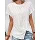 Jacquard Solid Color Split-Front Batwing Sleeves Loose Round-Neck T-Shirts Tops Jacquard Solid Color Split-Front Batwing Sleeves Loose Round-Neck T-Shirts Tops