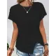 Jacquard Solid Color Split-Front Batwing Sleeves Loose Round-Neck T-Shirts Tops Jacquard Solid Color Split-Front Batwing Sleeves Loose Round-Neck T-Shirts Tops