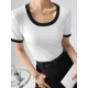 Contrast Color Short Sleeves Skinny Round-Neck T-Shirts Contrast Color Short Sleeves Skinny Round-Neck T-Shirts