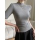 Solid Color Short Sleeves Skinny Round-Neck T-Shirts Solid Color Short Sleeves Skinny Round-Neck T-Shirts
