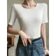 Solid Color Short Sleeves Skinny Round-Neck T-Shirts