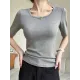 Solid Color Short Sleeves Skinny Round-Neck T-Shirts