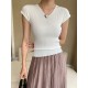 Solid Color Short Sleeves Skinny V-Neck T-Shirts Solid Color Short Sleeves Skinny V-Neck T-Shirts